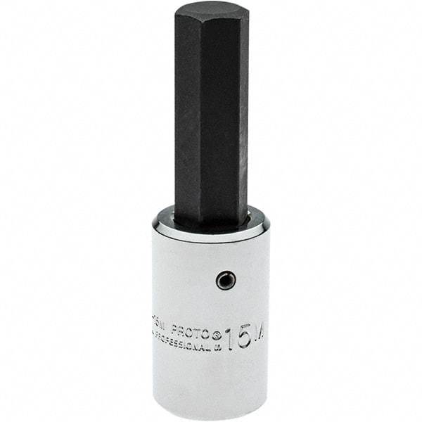 Proto - 1/2" Drive, 15mm Hex Bit Socket - 3-5/8" OAL, 1" Bit Length - Exact Tool & Supply