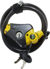 Master Lock - 6' Long 4 Pin Tumbler Keyed Padlock Cable & Lock - 3/8" Diam, Keyed Alike - Exact Tool & Supply