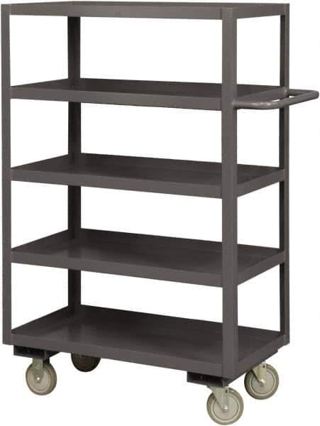 Durham - 1,200 Lb Capacity, 30" Wide x 48" Long x 55-5/8" High Service Cart - 5 Shelf, Steel, 2 Rigid/2 Swivel Casters - Exact Tool & Supply
