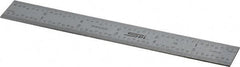 SPI - 6" Long, 1/100, 1/64, 1/32, 1/10" Graduation, Rigid Steel Rule - 5R Graduation Style, 3/4" Wide, Silver, Satin Chrome Finish - Exact Tool & Supply
