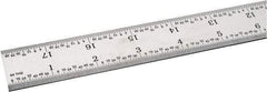 SPI - 18" Long, 1/100, 1/64, 1/32, 1/10" Graduation, Rigid Steel Rule - 5R Graduation Style, 1-1/8" Wide, Silver, Satin Chrome Finish - Exact Tool & Supply