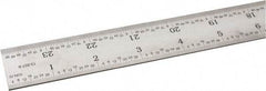 SPI - 24" Long, 1/100, 1/64, 1/32, 1/10" Graduation, Rigid Steel Rule - 5R Graduation Style, 1-1/8" Wide, Silver, Satin Chrome Finish - Exact Tool & Supply