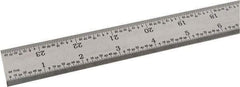 SPI - 24" Long, 1/64, 1/32" and 0.5, 1mm Graduation, Rigid Steel Rule - English/Metric Graduation Style, 1-1/8" Wide, Silver, Satin Chrome Finish - Exact Tool & Supply