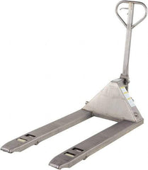 Vestil - 5,500 Lb Capacity, 7-3/4" Lift Stainless Steel Pallet Truck - 2-7/8" Min Lift Height, 48" Fork Length x 27" Fork Width, 27" Overall Width - Exact Tool & Supply