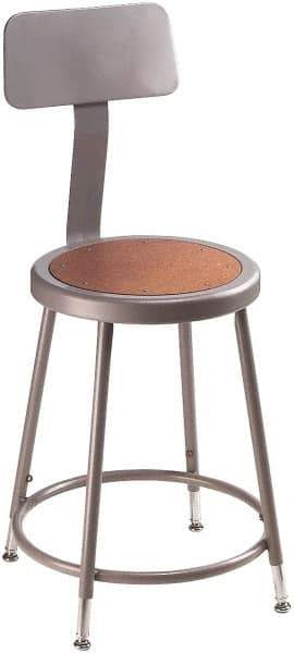 NPS - 16-3/4" Wide x 18-1/2" Deep x 44 to 53-1/2" High, Standard Base, Adjustable Seat Stool - Hardboard Seat, Gray and Brown - Exact Tool & Supply