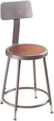 NPS - 16-3/4" Wide x 18-1/2" Deep x 44 to 53-1/2" High, Standard Base, Adjustable Seat Stool - Hardboard Seat, Gray and Brown - Exact Tool & Supply