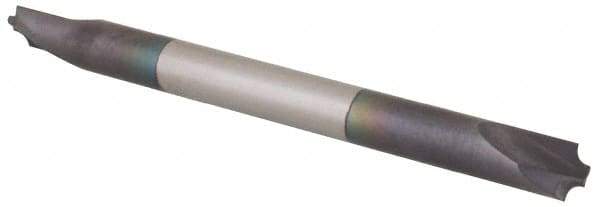 Value Collection - 0.03" Radius, 2 Flute, Solid Carbide, Double End, Corner Rounding End Mill - AlTiN Coating, 0.046" Tip Diam, 1-1/2" Overall Length, 1/8" Shank Diam - Exact Tool & Supply