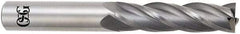 OSG - 25mm, 57mm LOC, 25mm Shank Diam, 127mm OAL, 4 Flute, Solid Carbide Square End Mill - Single End, Uncoated, Spiral Flute, 30° Helix, Centercutting, Right Hand Cut, Right Hand Flute, Series 464 - Exact Tool & Supply
