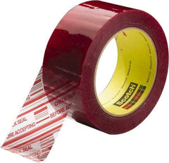 3M - 3" x 110 Yd Clear & Red Rubber Adhesive Sealing Tape - Polypropylene Film Backing, 1.9 mil Thick, 44 Lb Tensile Strength, Series 3779 - Exact Tool & Supply