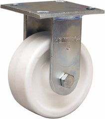 Hamilton - 5" Diam x 2" Wide x 6-1/2" OAH Top Plate Mount Rigid Caster - Polyolefin, 650 Lb Capacity, Delrin Bearing, 4 x 4-1/2" Plate - Exact Tool & Supply