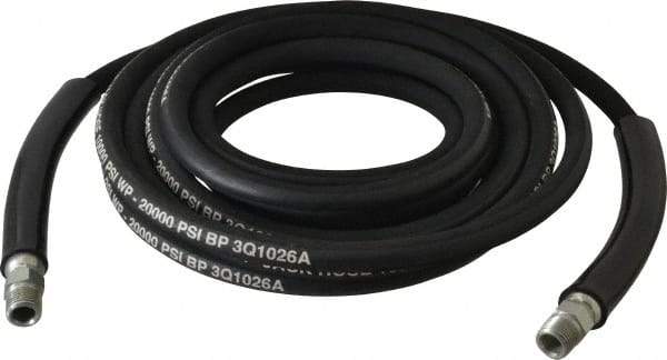 Value Collection - 1/4" Inside Diam x 3/8 NPT 20' Hydraulic Pump Hose - 10,000 psi, 59755199 Opposite End, Rubber - Exact Tool & Supply