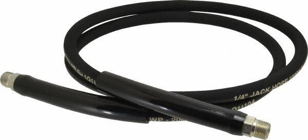 Value Collection - 1/4" Inside Diam x 3/8 NPT 6' Hydraulic Pump Hose - 10,000 psi, 3/8 NPTF Male Opposite End, Rubber - Exact Tool & Supply