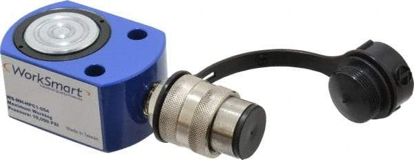 Value Collection - 10 Ton, 0.43" Stroke, 1.01 Cu In Oil Capacity, Portable Hydraulic Flat Body Cylinder - 2.36 Sq In Effective Area, 1.69" Lowered Ht., 2.12" Max Ht., 1.73" Cyl Bore Diam, 1.5" Plunger Rod Diam, 10,000 Max psi - Exact Tool & Supply
