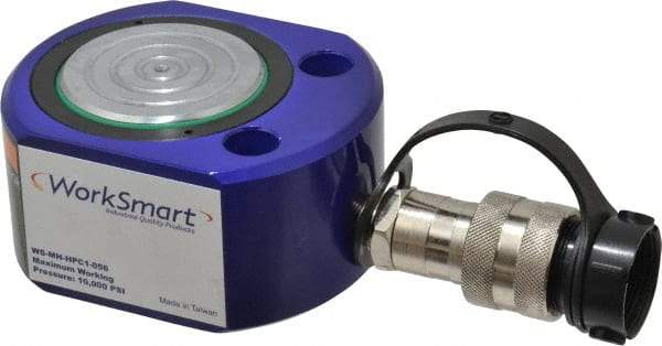 Value Collection - 30 Ton, 0.51" Stroke, 3.31 Cu In Oil Capacity, Portable Hydraulic Flat Body Cylinder - 6.49 Sq In Effective Area, 2.31" Lowered Ht., 2.82" Max Ht., 2.87" Cyl Bore Diam, 2.5" Plunger Rod Diam, 10,000 Max psi - Exact Tool & Supply