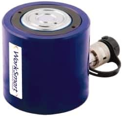 Value Collection - 50 Ton, 2.36" Stroke, 23.29 Cu In Oil Capacity, Portable Hydraulic Low Profile Cylinder - 9.87 Sq In Effective Area, 4.8" Lowered Ht., 7.17" Max Ht., 3.54" Cyl Bore Diam, 2.76" Plunger Rod Diam, 10,000 Max psi - Exact Tool & Supply