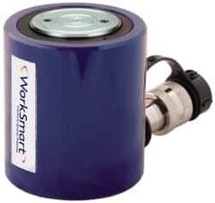 Value Collection - 30 Ton, 2.44" Stroke, 15.84 Cu In Oil Capacity, Portable Hydraulic Low Profile Cylinder - 6.49 Sq In Effective Area, 4.61" Lowered Ht., 7.05" Max Ht., 2.87" Cyl Bore Diam, 2.5" Plunger Rod Diam, 10,000 Max psi - Exact Tool & Supply