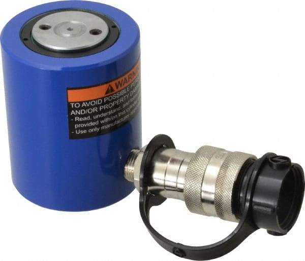 Value Collection - 10 Ton, 1.5" Stroke, 3.53 Cu In Oil Capacity, Portable Hydraulic Low Profile Cylinder - 2.35 Sq In Effective Area, 3.48" Lowered Ht., 4.98" Max Ht., 1.73" Cyl Bore Diam, 1.5" Plunger Rod Diam, 10,000 Max psi - Exact Tool & Supply