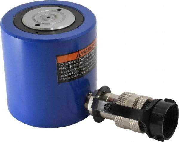 Value Collection - 20 Ton, 1.75" Stroke, 7.65 Cu In Oil Capacity, Portable Hydraulic Low Profile Cylinder - 4.37 Sq In Effective Area, 3.9" Lowered Ht., 5.65" Max Ht., 2.36" Cyl Bore Diam, 2" Plunger Rod Diam, 10,000 Max psi - Exact Tool & Supply