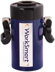 Value Collection - 60 Ton, 6" Stroke, 78.25 Cu In Oil Capacity, Portable Hydraulic Hollow Hole Cylinder - 13.05 Sq In Effective Area, 12.76" Lowered Ht., 18.76" Max Ht., 4.08" Cyl Bore Diam, 3.66" Plunger Rod Diam, 10,000 Max psi - Exact Tool & Supply