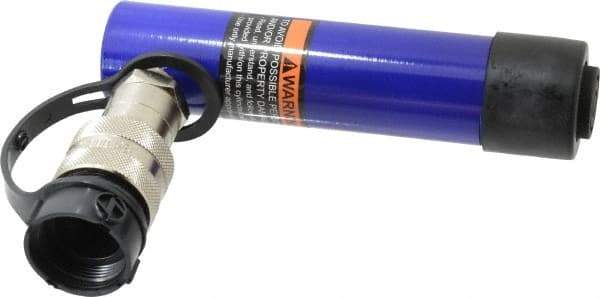 Value Collection - 5 Ton, 3.07" Stroke, 3.07 Cu In Oil Capacity, Portable Hydraulic Single Acting Cylinder - 1 Sq In Effective Area, 6.65" Lowered Ht., 9.72" Max Ht., 1.13" Cyl Bore Diam, 1" Plunger Rod Diam, 10,000 Max psi - Exact Tool & Supply
