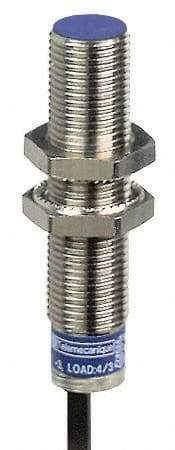 Telemecanique Sensors - PNP, 4mm Detection, Cylinder Shielded, Inductive Proximity Sensor - 3 Wires, IP68, IP69K, 12 to 48 VDC, M12x1 Thread, 2.09 Inch Long - Exact Tool & Supply