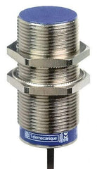 Telemecanique Sensors - NPN, 15mm Detection, Cylinder Shielded, Inductive Proximity Sensor - 3 Wires, IP68, IP69K, 12 to 48 VDC, M30x1.5 Thread, 2.44 Inch Long - Exact Tool & Supply