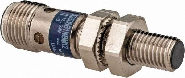 Telemecanique Sensors - NPN, NC, 1.5mm Detection, Cylinder Shielded, Inductive Proximity Sensor - 3 Wires, IP67, 12 to 24 VDC, M12x1 Thread, 45mm Long x 0.39 Inch Wide - Exact Tool & Supply