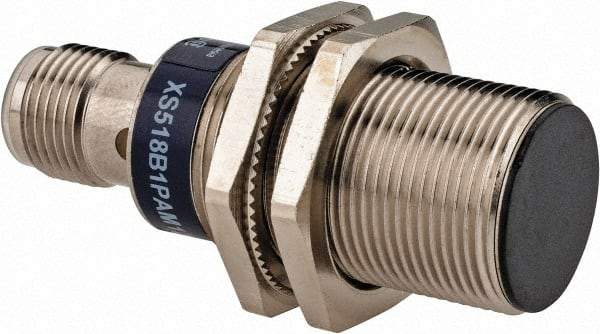 Telemecanique Sensors - PNP, 5mm Detection, Cylinder Shielded, Inductive Proximity Sensor - 3 Wires, IP67, IP69K, 12 to 24 VDC, M18x1 Thread, 50mm Long x 0.71 Inch Wide - Exact Tool & Supply