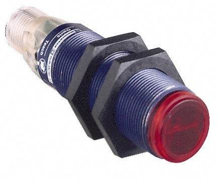 Telemecanique Sensors - 4 Pin M12 Connector, 0.1m Nominal Distance, Shock and Vibration Resistant, Diffused Photoelectric Sensor - 12 to 24 VDC, 500 Hz, PBT, 2.36 Inch Long x 0.71 Inch Wide - Exact Tool & Supply