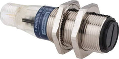 Telemecanique Sensors - 4 Pin M12 Connector, 4m Nominal Distance, Shock and Vibration Resistant, Retroreflective Photoelectric Sensor - 12 to 24 VDC, 500 Hz, Nickel Plated Brass, 2.36 Inch Long x 0.71 Inch Wide - Exact Tool & Supply