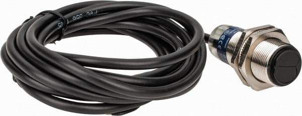 Telemecanique Sensors - Cable Connector, 4m Nominal Distance, Shock and Vibration Resistant, Retroreflective Photoelectric Sensor - 12 to 24 VDC, 500 Hz, Nickel Plated Brass, 46mm Long x 18mm Wide - Exact Tool & Supply