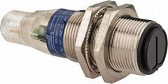 Telemecanique Sensors - 4 Pin M12 Connector, 4 Nominal Distance, Shock and Vibration Resistant, Retroreflective Photoelectric Sensor - 12 to 24 VDC, 500 Hz, Nickel Plated Brass, 2.36 Inch Long x 0.71 Inch Wide - Exact Tool & Supply
