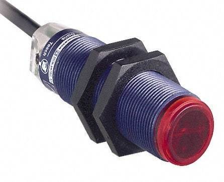 Telemecanique Sensors - Cable Connector, 2m Nominal Distance, Shock and Vibration Resistant, Polarized Retroreflective Photoelectric Sensor - 12 to 24 VDC, 500 Hz, PBT, 1.89 Inch Long x 0.71 Inch Wide - Exact Tool & Supply