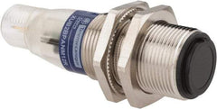 Telemecanique Sensors - 4 Pin M12 Connector, 15m Nominal Distance, Shock and Vibration Resistant, Through Beam Photoelectric Sensor - 12 to 24 VDC, 500 Hz, Nickel Plated Brass, 2.36 Inch Long x 0.71 Inch Wide - Exact Tool & Supply