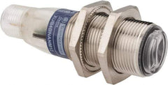 Telemecanique Sensors - 4 Pin M12 Connector, 0.1m Nominal Distance, Shock and Vibration Resistant, Diffused Photoelectric Sensor - 12 to 24 VDC, 500 Hz, Nickel Plated Brass, 2.36 Inch Long x 0.71 Inch Wide - Exact Tool & Supply
