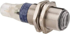 Telemecanique Sensors - 4 Pin M12 Connector, 0.1m Nominal Distance, Shock and Vibration Resistant, Diffused Photoelectric Sensor - 12 to 24 VDC, 500 Hz, Nickel Plated Brass, 2.36 Inch Long x 0.71 Inch Wide - Exact Tool & Supply