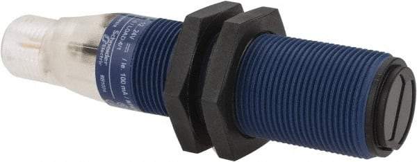 Telemecanique Sensors - 4 Pin M12 Connector, 0.6m Nominal Distance, Shock and Vibration Resistant, Diffused Photoelectric Sensor - 12 to 24 VDC, 500 Hz, PBT, 2.99 Inch Long x 0.71 Inch Wide - Exact Tool & Supply