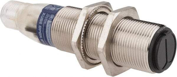 Telemecanique Sensors - 4 Pin M12 Connector, 0.6m Nominal Distance, Shock and Vibration Resistant, Diffused Photoelectric Sensor - 12 to 24 VDC, 500 Hz, Nickel Plated Brass, 2.99 Inch Long x 0.71 Inch Wide - Exact Tool & Supply