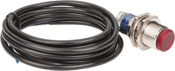 Telemecanique Sensors - Cable Connector, 2m Nominal Distance, Shock and Vibration Resistant, Polarized Retroreflective Photoelectric Sensor - 12 to 24 VDC, 500 Hz, Nickel Plated Brass, 1.89 Inch Long x 0.71 Inch Wide - Exact Tool & Supply