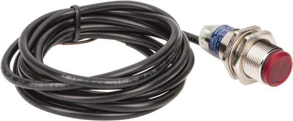 Telemecanique Sensors - Cable Connector, 2m Nominal Distance, Shock and Vibration Resistant, Polarized Retroreflective Photoelectric Sensor - 12 to 24 VDC, 500 Hz, Nickel Plated Brass, 1.89 Inch Long x 0.71 Inch Wide - Exact Tool & Supply