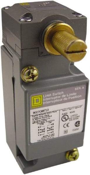 Square D - DPDT, NC/NO, 600 VAC at 1.20 Amp, 600 VDC at 0.10 Amp, Screw Terminal, Rotary Head Actuator, General Purpose Limit Switch - 1, 2, 4, 6, 12, 13, 6P NEMA Rating, IP66 IPR Rating - Exact Tool & Supply