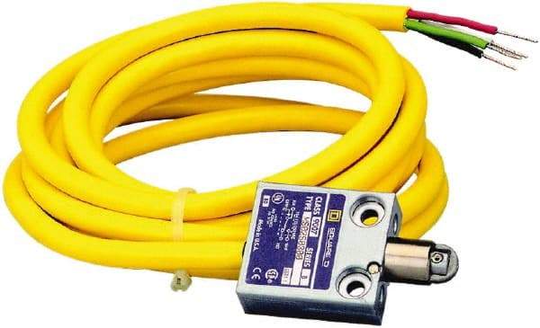 Square D - SPDT, NC/NO, 240 VAC, Prewired Terminal, Roller Plunger Actuator, General Purpose Limit Switch - 1, 2, 4, 6, 6P NEMA Rating, IP67 IPR Rating, 80 Ounce Operating Force - Exact Tool & Supply