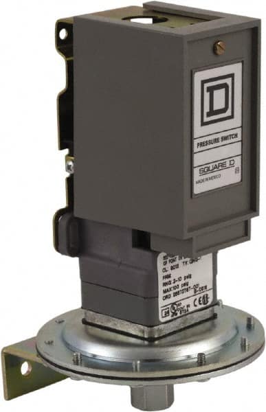 Square D - 1 NEMA Rated, SPDT, 0.2 to 10 psig, Electromechanical Pressure and Level Switch - Exact Tool & Supply