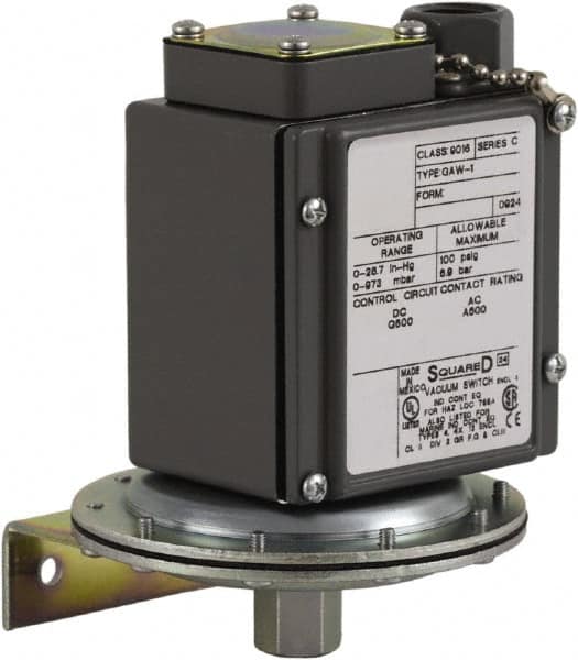 Square D - 4, 13 and 4X NEMA Rated, NC, SPDT, 28.7 inHg, Electromechanical Pressure and Level Switch - Exact Tool & Supply