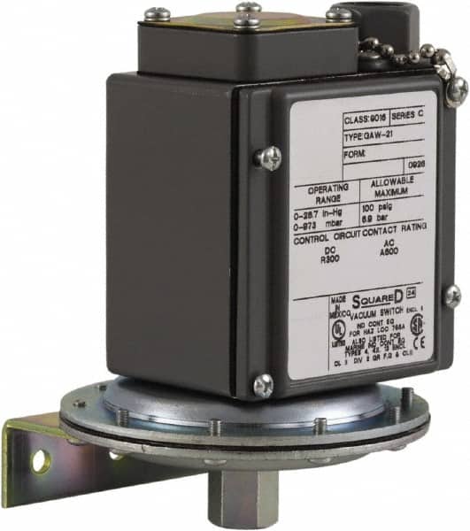 Square D - 4, 13 and 4X NEMA Rated, DPDT, 28.3 inHg, Electromechanical Pressure and Level Switch - Exact Tool & Supply
