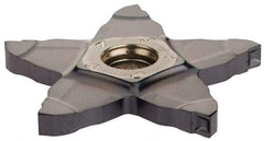 Iscar - PENTA C IC908 Grade, 0.118" Cutting Width, Carbide Cutoff Insert - 0° Neutral Lead Angle, 0.008" Cnr Rad, TiAlN Coated, Other End - Exact Tool & Supply