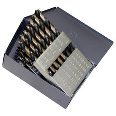 ‎1/16-1/2 RHS / RHC HSS 135 Degree Split Point Heavy Duty Black & Gold Jobber Length Drill Set - Black & Gold - Exact Tool & Supply