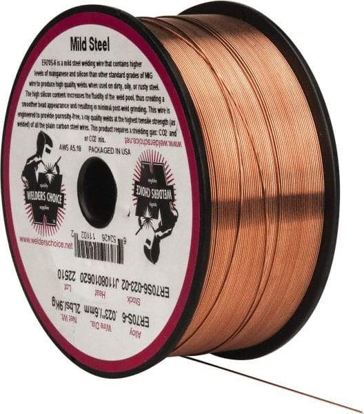 Welding Material - ER70S-6, 0.023 Inch Diameter, Carbon Steel MIG Welding Wire - 2 Lb. Roll - Exact Tool & Supply