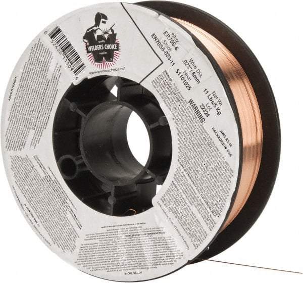 Welding Material - ER70S-6, 0.023 Inch Diameter, Carbon Steel MIG Welding Wire - 11 Lb. Roll - Exact Tool & Supply