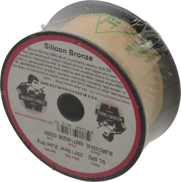 Welding Material - ERCuSi-A, 0.03 Inch Diameter, Silicon Bronze MIG Welding Wire - 2 Lb. Roll - Exact Tool & Supply